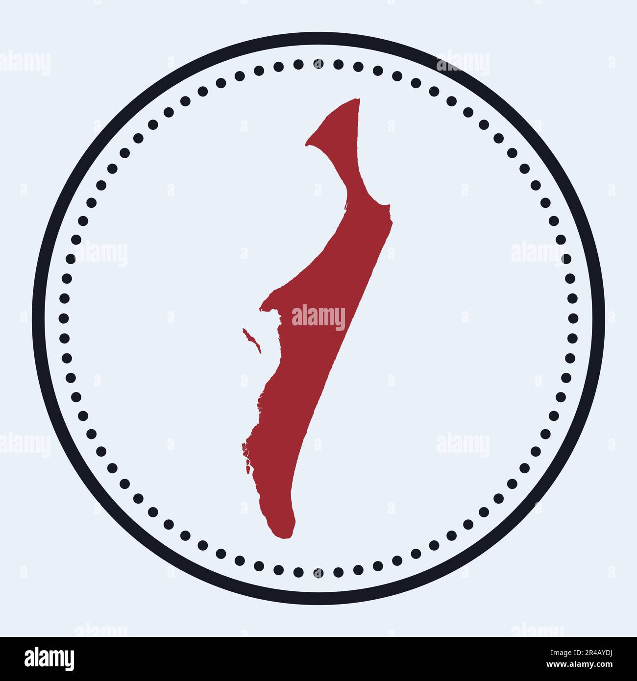 Fraser Island Rundstempel. Rundes Logo mit Karte und Titel. Stylisches minimalistisches Fraser Island-Abzeichen mit Karte. Vektordarstellung. Stock Vektor