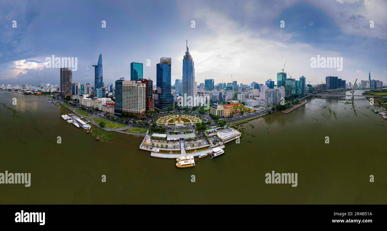 Sonnenuntergang am Saigon Riverside, Ho Chi Minh Stadt, Vietnam Stockfoto