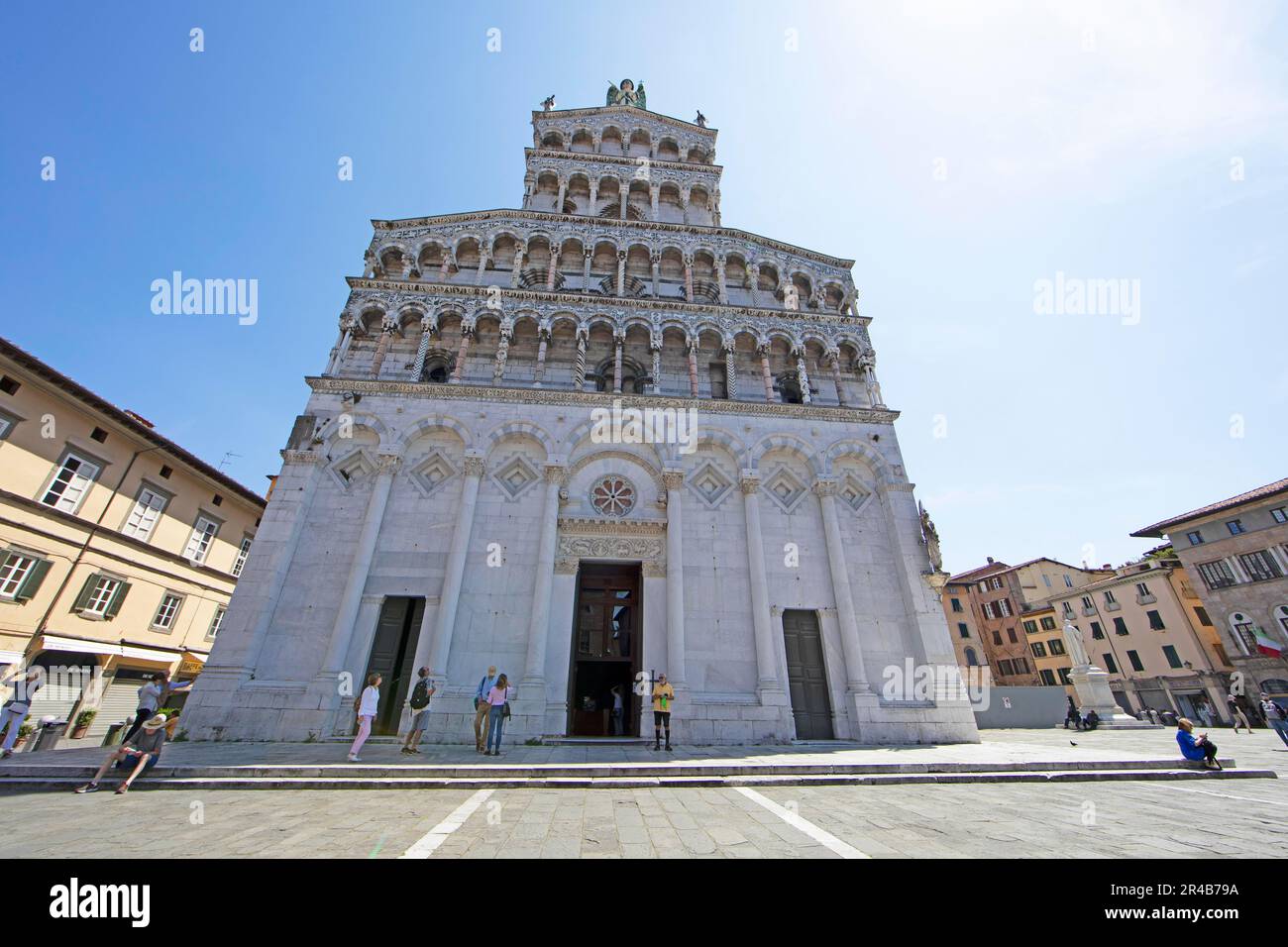 Kirche San Michele in Foro und antiker römischer Marktplatz, Lucca, Toskana, Italien Stockfoto