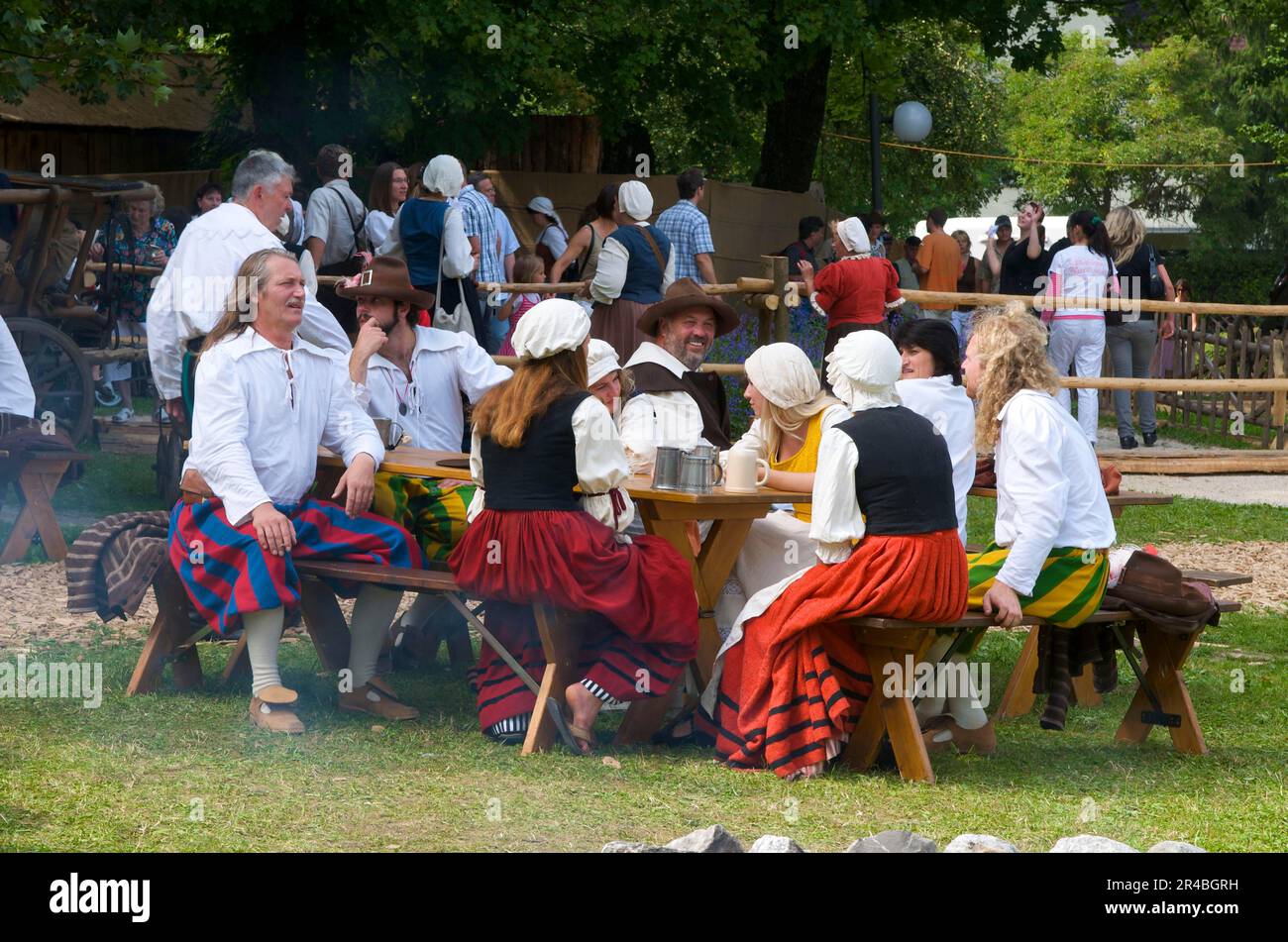 Camp-Leben im Wallenstein-Sommer 1630, Memmingen, Allgaeu, Swabia, Bayern, Wallenstein, historische Woche, Deutschland Stockfoto