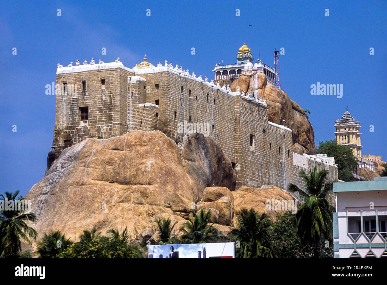 Historische Festung Rock Fort Malaikottai in Tiruchirapalli Tiruchirappalli Trichy, Tamil Nadu, Südindien, Indien, Asien Stockfoto