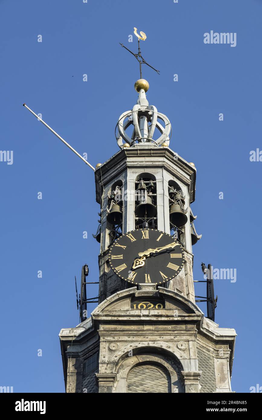 Glockenturm des Oude Kerk, Amsterdam, Hauptstadt der Niederlande, Holland, Westeuropa Stockfoto