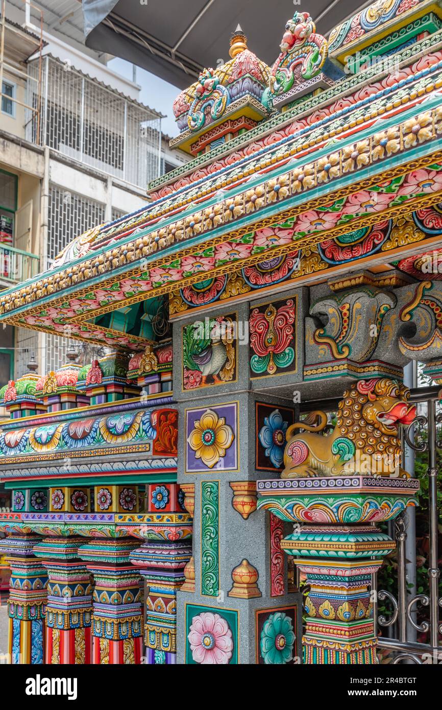 Sri Maha Mariamman Tempel (Maha Uma Devi Tempel), Hindu Tempel im südindischen Architekturstil in Bangkok Stockfoto