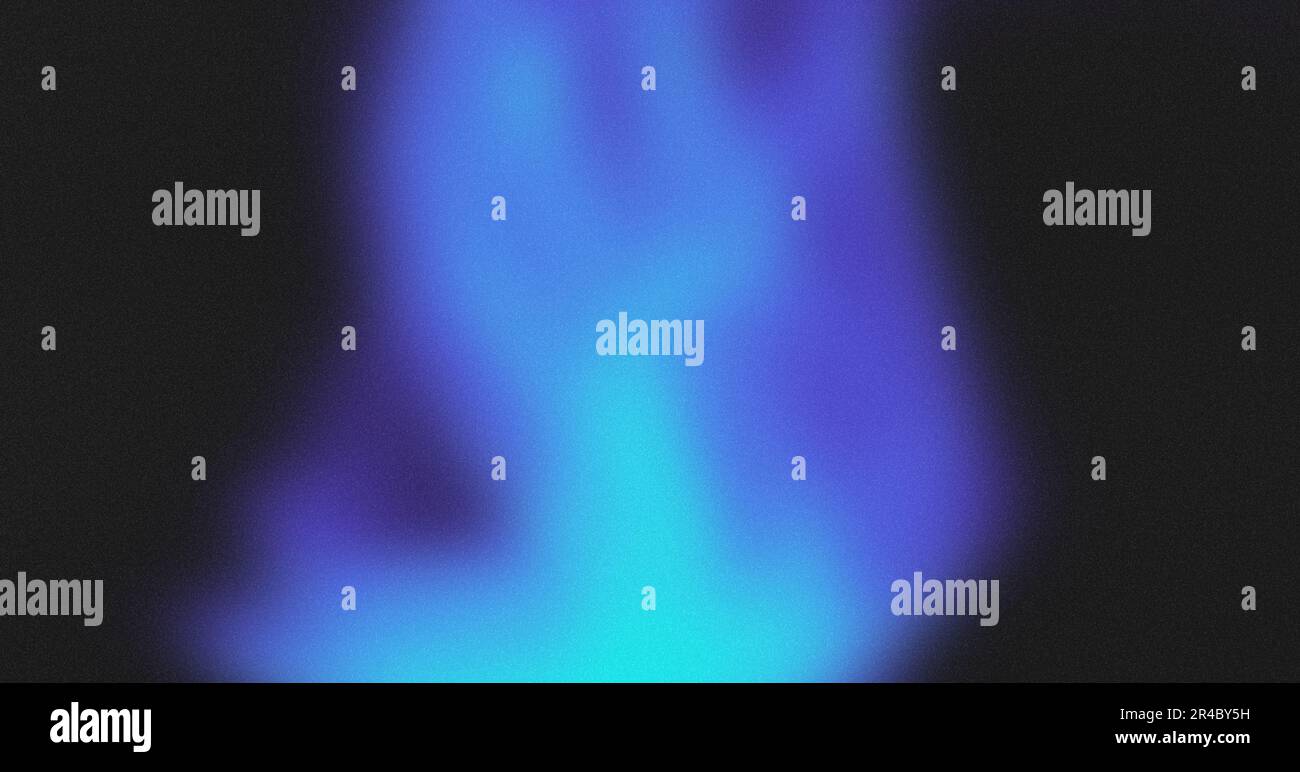 Abstraktes Bannerdesign mit dunkelblauem und cyanfarbenem verlaufendem Hintergrund. Effekt körniger Textur. Stockfoto