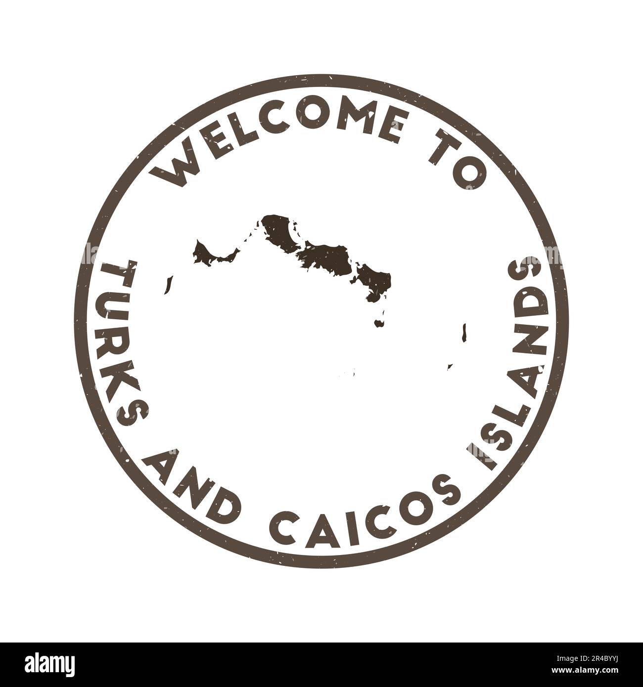 Willkommen auf Turks- und Caicosinseln-Stempel. Runder Grunge Island Stempel mit Textur in Melassefarben. Stock Vektor