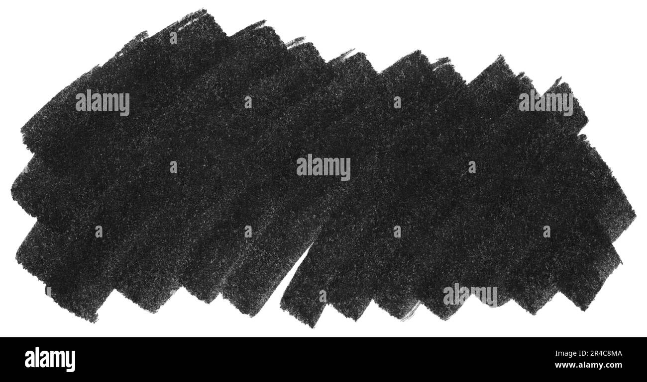 Schwarze Textur der Markerfarbe. Strich isoliert auf weißem Hintergrund Stockfoto