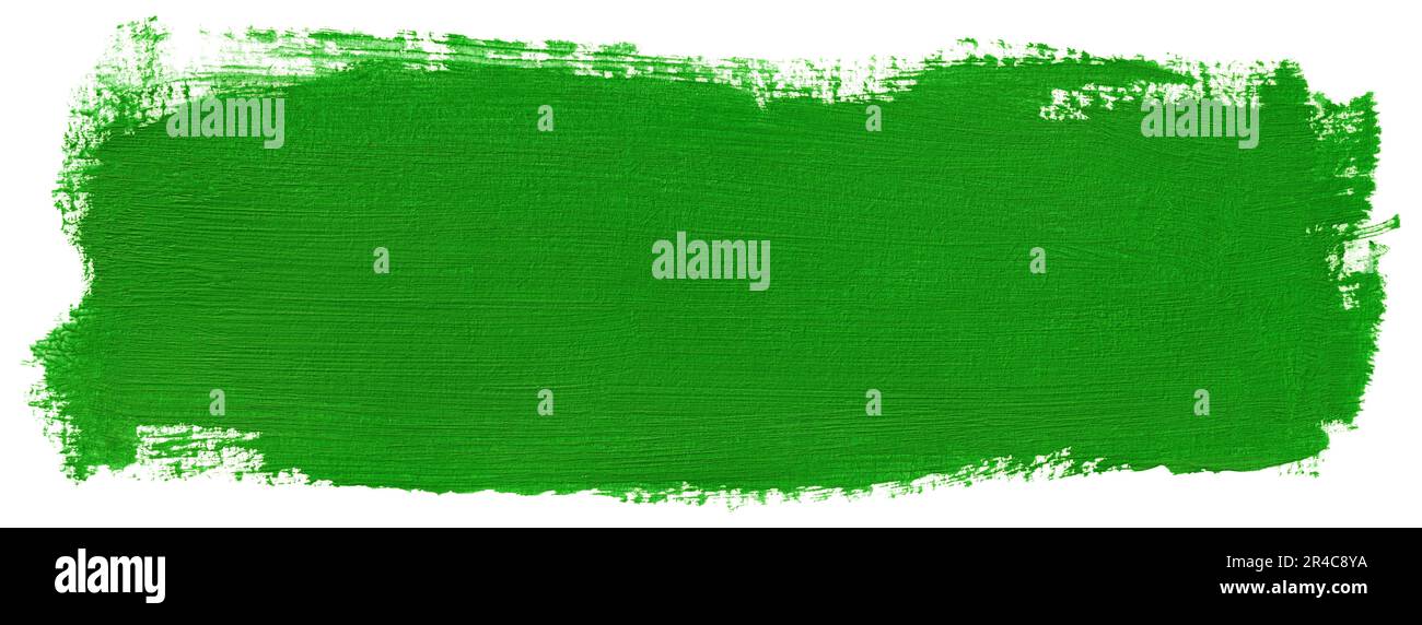 Handbemalte Kontur eines grünen Pinsels, isoliert auf weißem Hintergrund Stockfoto