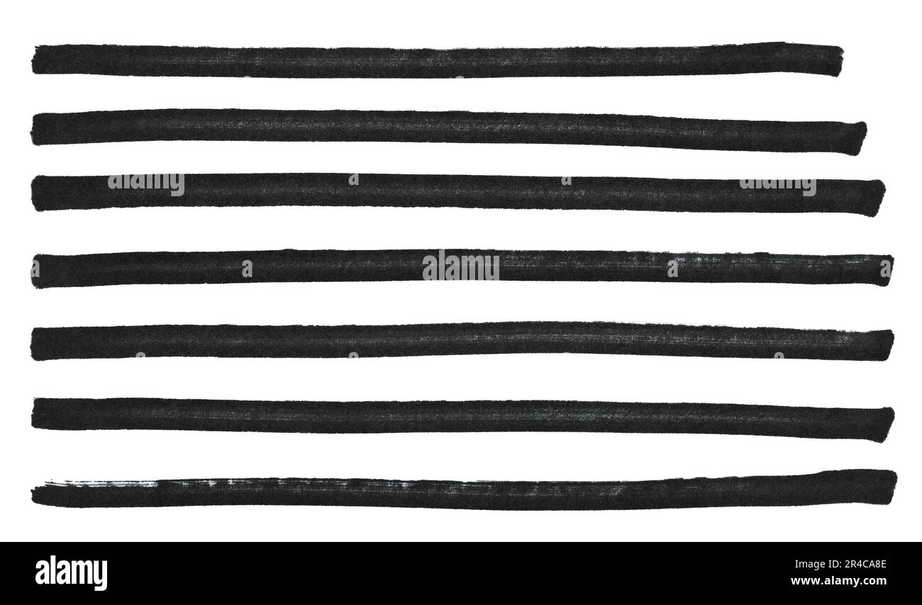 Satz mit schwarzer Textur für Marker. Isolierte Striche auf weißem Hintergrund Stockfoto