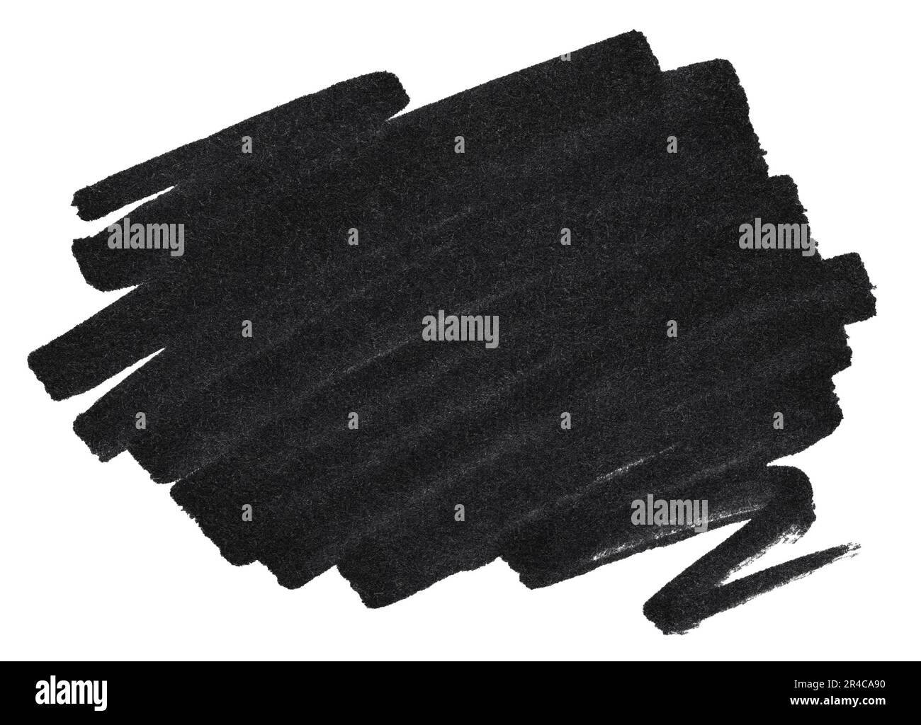 Schwarze Textur der Markerfarbe. Strich isoliert auf weißem Hintergrund Stockfoto