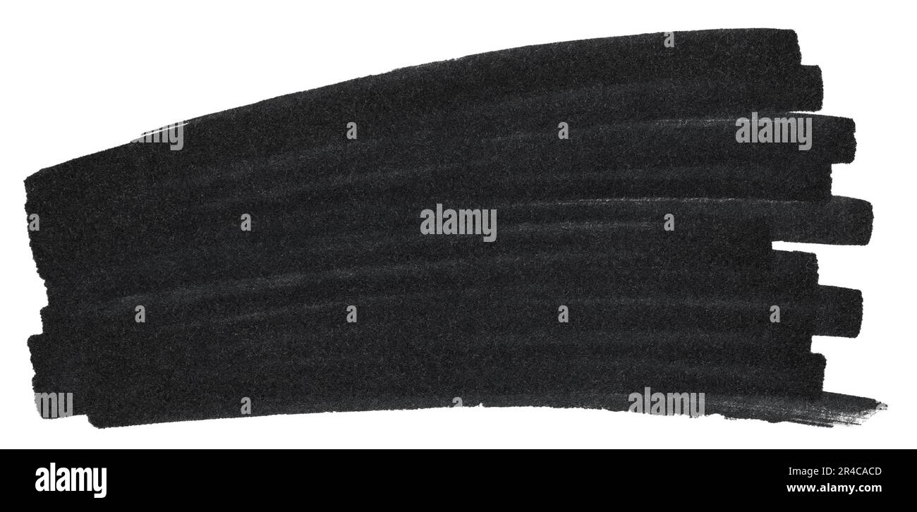 Schwarze Textur der Markerfarbe. Isolierte Striche auf weißem Hintergrund Stockfoto