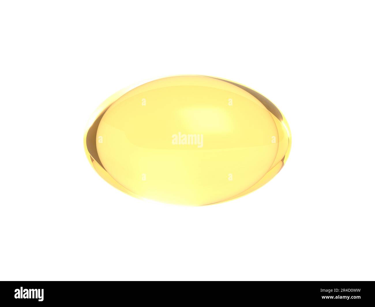 Fischölkapsel. Omega 3. Ergänzungspille. Gold. 3D Abbildung. Stockfoto