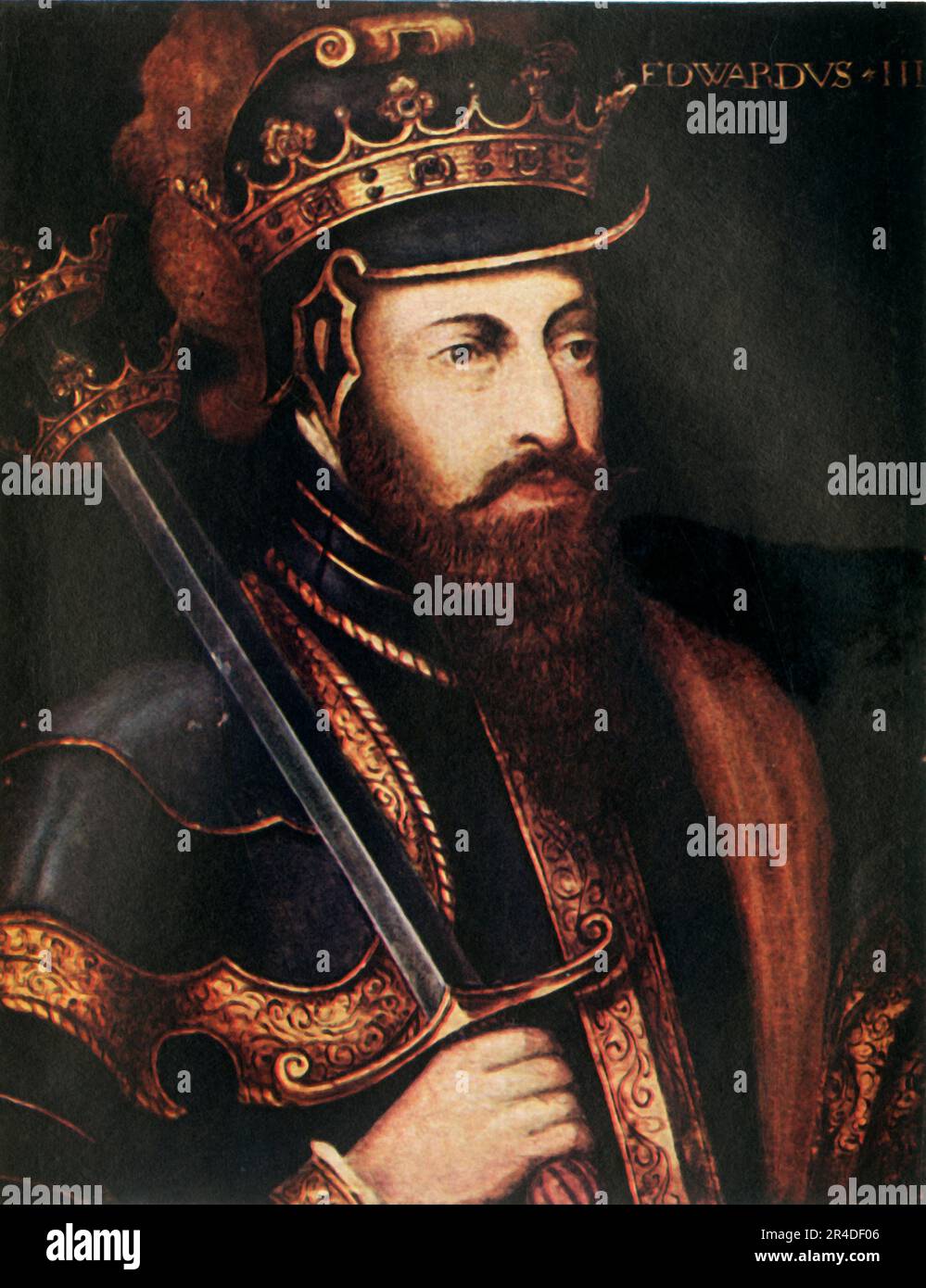 „Edward III“ (c1911). König Edward III. Von England. Von einem Gemälde im Britischen Museum. Veröffentlicht in "The Portrait Book of Our Kings and Queens 1066-1911", herausgegeben von T. Leman Hare. [T.C. &amp; E. C. Jack, London &amp; Edinburgh] Stockfoto