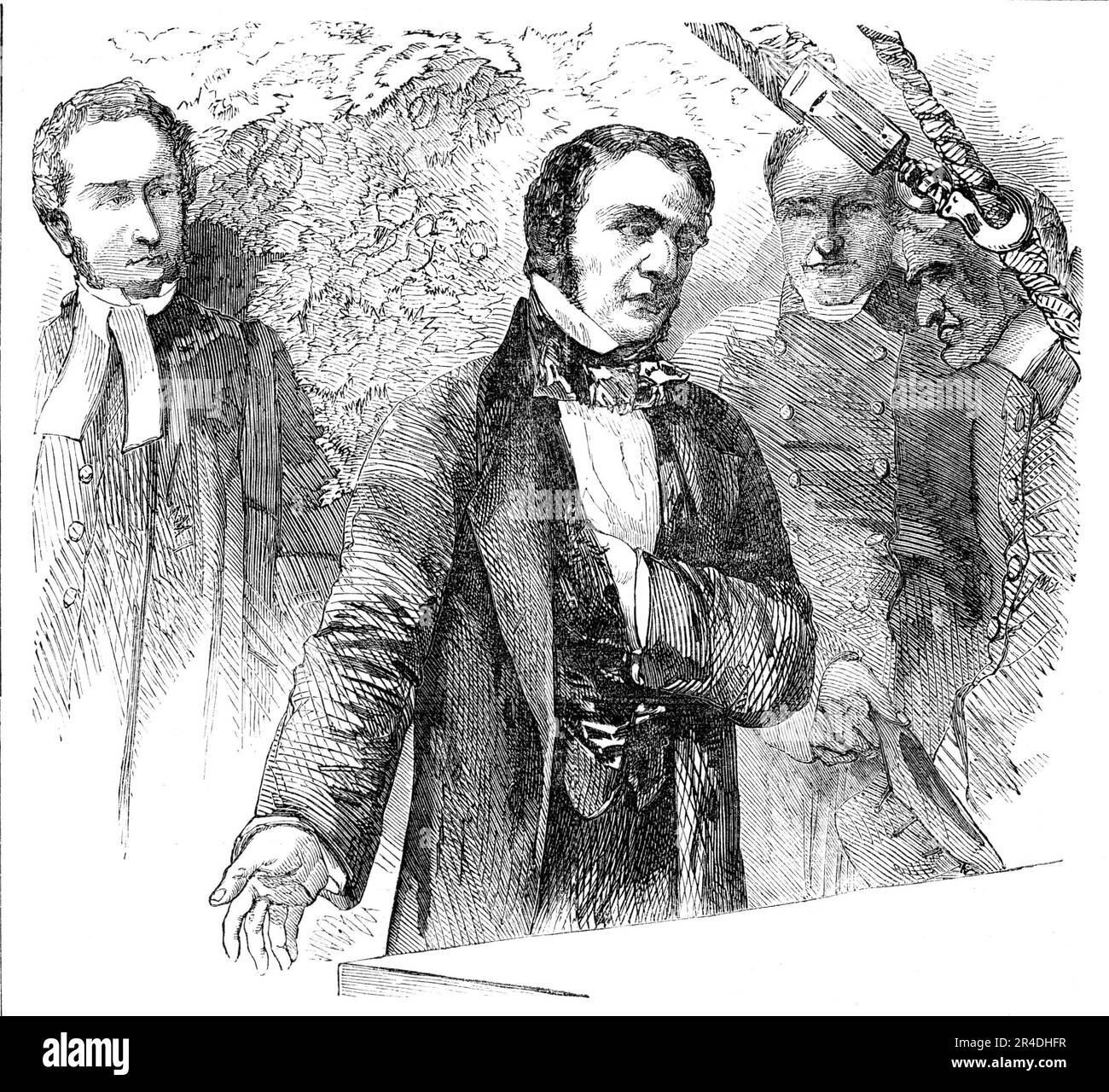 Der rechte Honig W. E. Gladstone legt den Grundstein der Schule in der Golden Lane, 1856. Der künftige britische Premierminister leitet die Gründung einer Schule für arme Kinder in London. „Ziel der neuen Schule ist die Bereitstellung kostenloser Bildung für die Kinder der armen Einwohner von Golden Lane und Whitecross Street... Diese Schule hatte ihren Ursprung in den eifrigen und beharrlichen Bemühungen des Amtsinhabers der Gemeinde, Reverend William Rogers, Der [wahrnahm], dass es in seiner Obhut 2386 Kinder der untersten Klasse im Alter von zehn bis vierzehn Jahren gab, die keine Schule besuchten Stockfoto