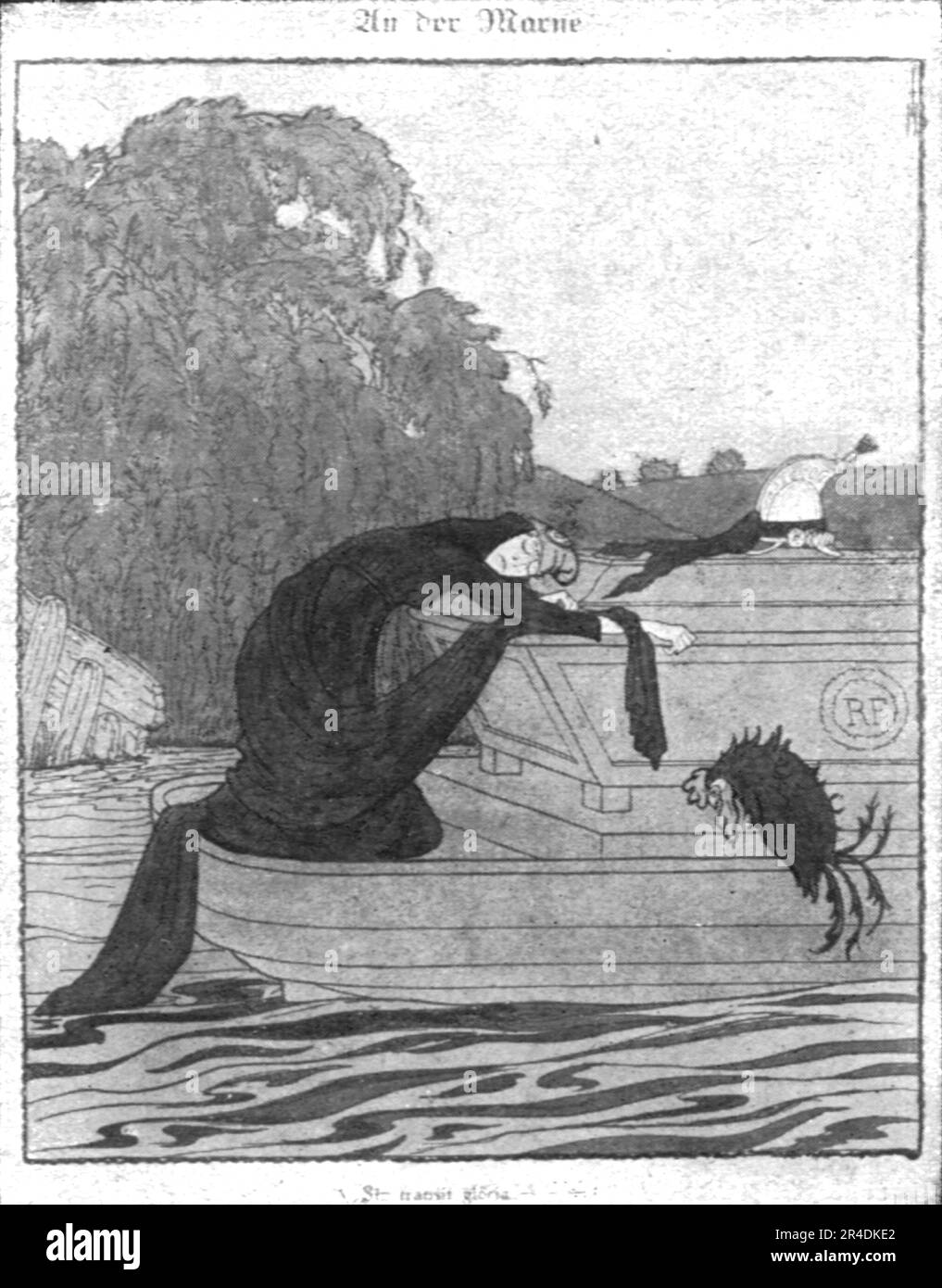 'Prevoyance; La Prevoyance en defaut. La couverture de "Simplicissimus" du 25 juin 1918', 1918. Aus „L'Album de la Guerre 1914-1919, Band 2“ [L'Illustration, Paris, 1924]. Stockfoto