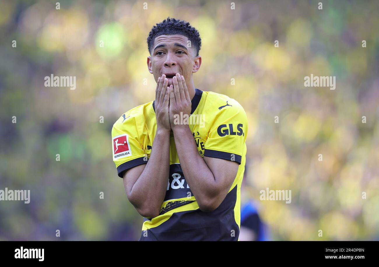 Dortmund, Deutschland. 27. Mai 2023. firo : 05/27/2023, Fußball, 1. Liga, 1. Bundesliga, Staffel 2022/2023, BVB, Borussia Dortmund - FSV FSV Mainz 05 1:2 Enttäuschung BVB, kein Champion, verpasster Titel deutscher Champion, Jude BELLINGHAM/dpa/Alamy Live News Stockfoto