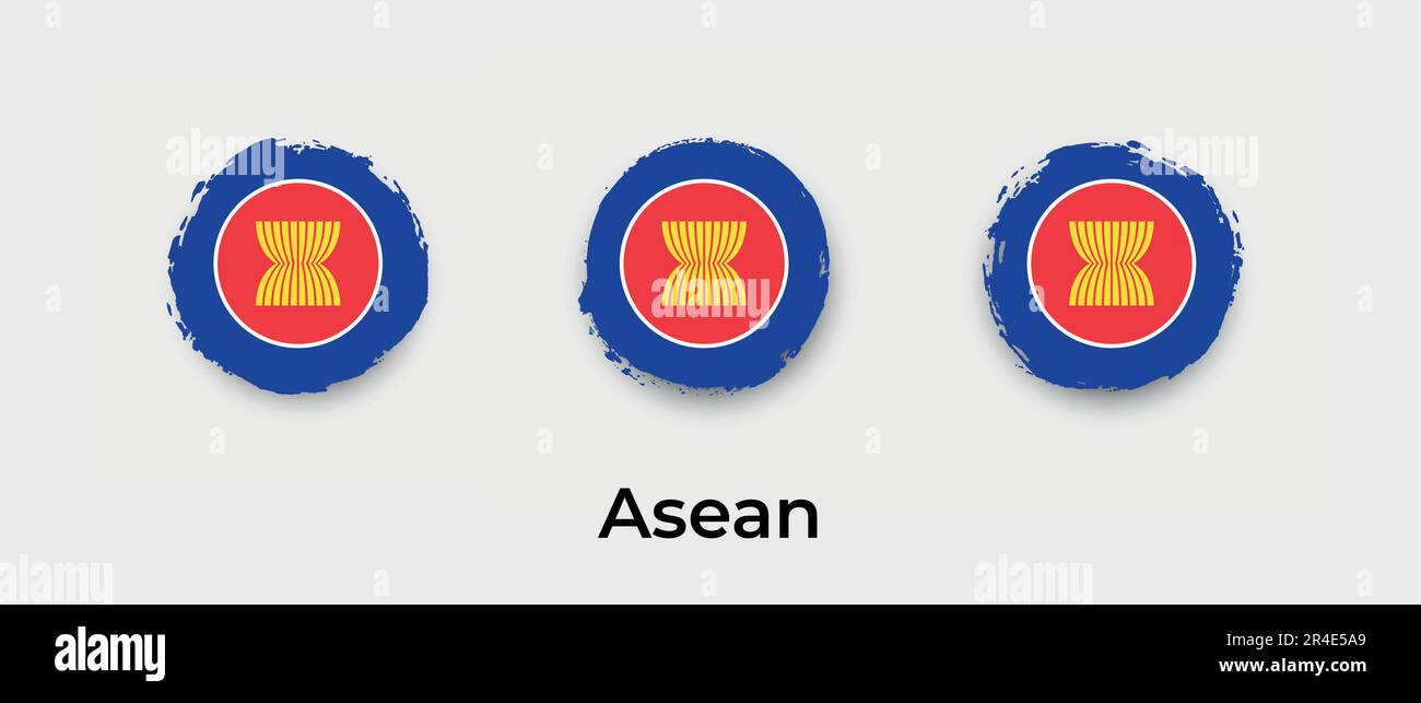 Abbildung des Vektorsymbols für die Grunge-Blase der ASEAN-Flagge Stock Vektor