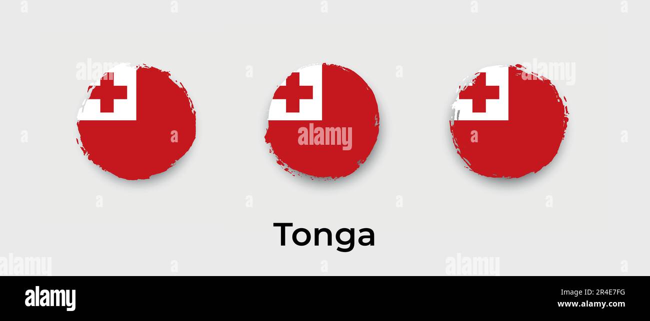 Abbildung des Vektorsymbols der Tonga-Flagge für Grunge Bubble Stock Vektor