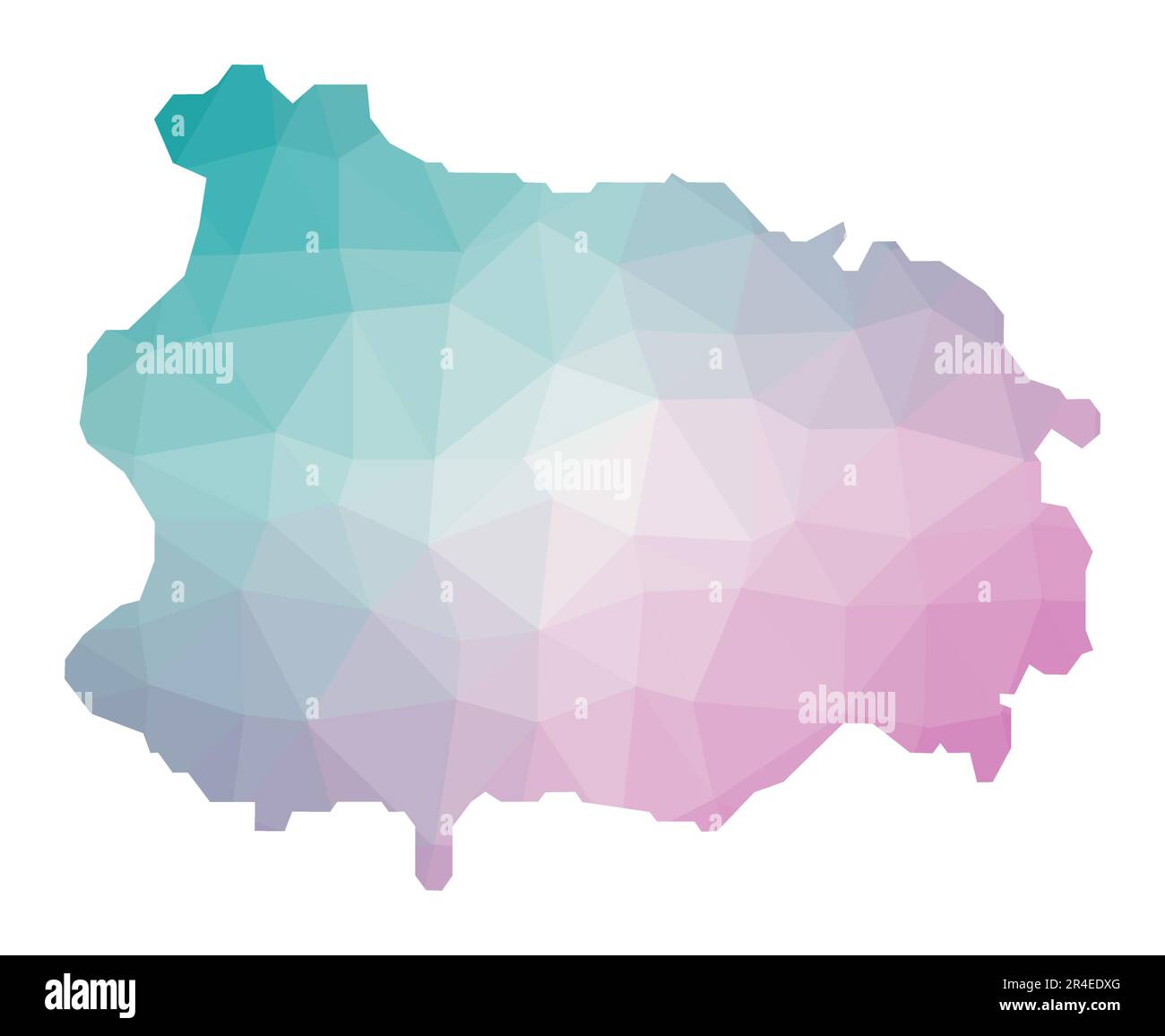 Polygonale Karte von Ischia. Geometrische Darstellung der Insel in Smaragd- und Amethystfarben. Ischia-Karte im Low-Poly-Stil. Stock Vektor