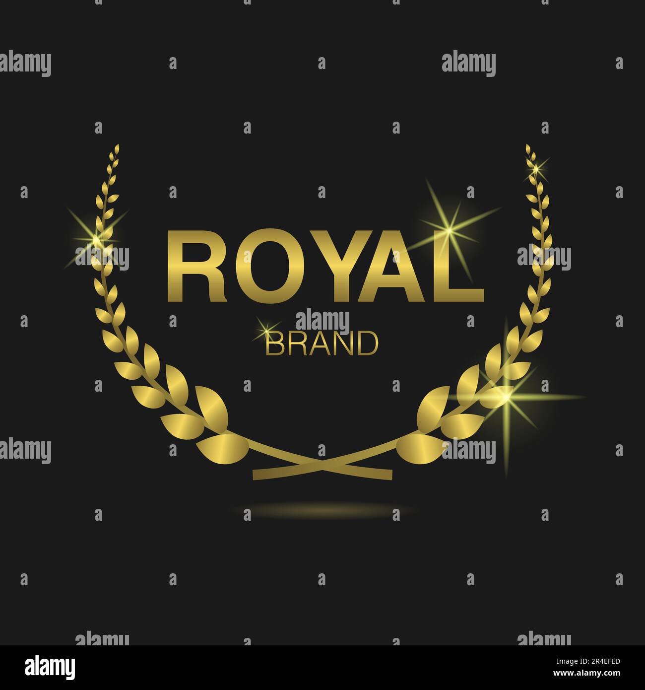 Königliche Marke Goldener Lorbeerkranz Vektoretikett Stock Vektor
