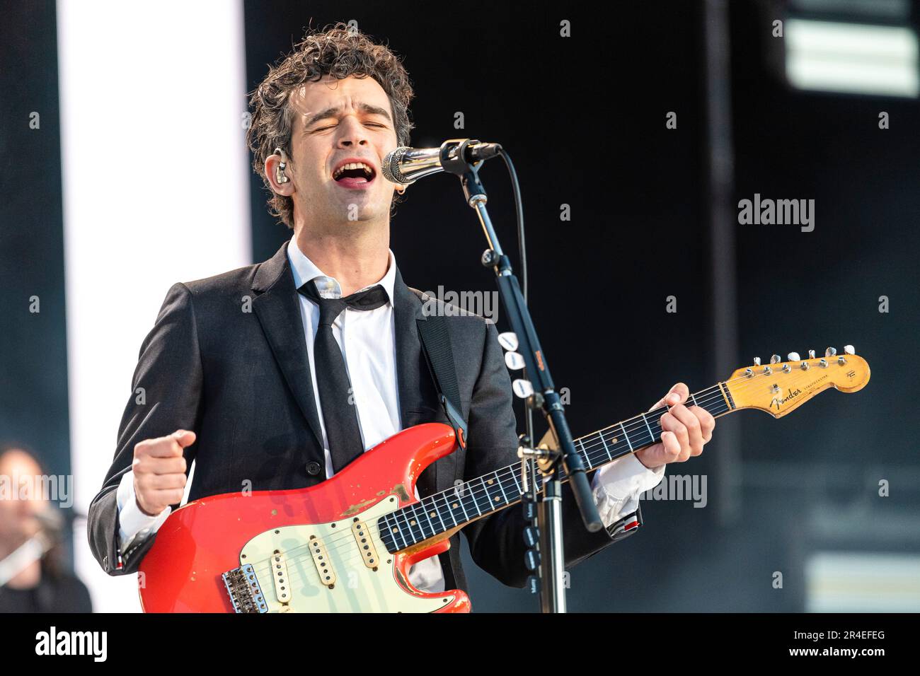 Matthew Healy aus dem 1975. Jahrhundert trat während des Big Weekend von BBC Radio 1 im Camperdown Park in Dundee auf der Hauptbühne auf. Foto: Samstag, 27. Mai 2023. Stockfoto