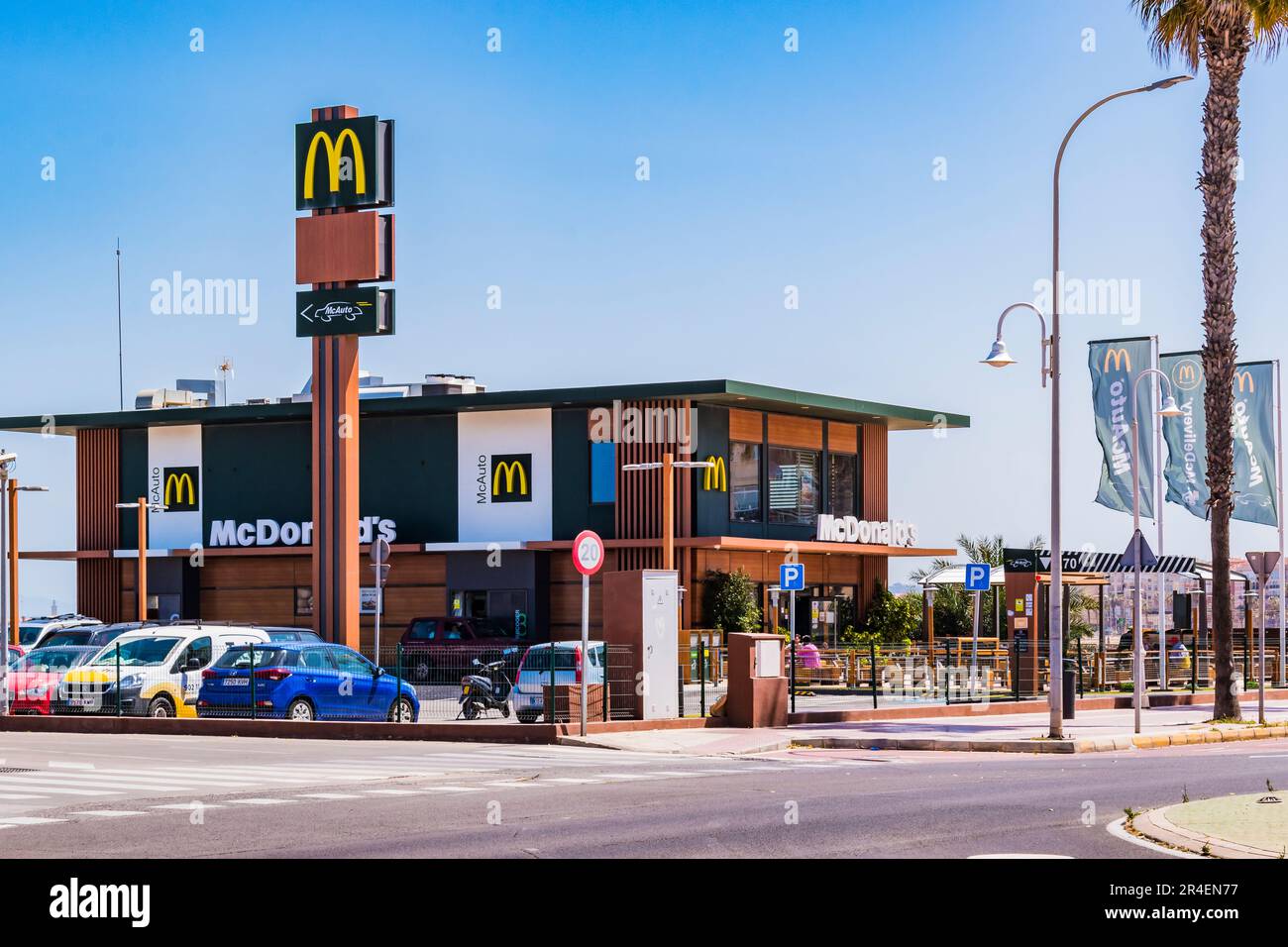 McDonald's Drive-Thru. Melilla, Ciudad Autónoma de Melilla, Spanien, África, EU Stockfoto