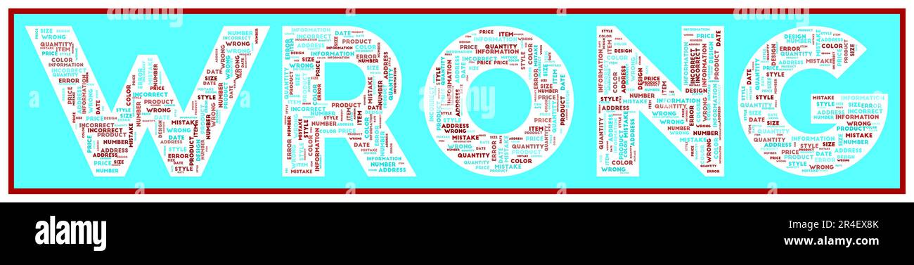 FALSCHER Text mit zugehörigen Schlüsselwörtern verschiedener Größe gefüllt. Wortwolke. Künstlerische Vektorillustration. Stock Vektor