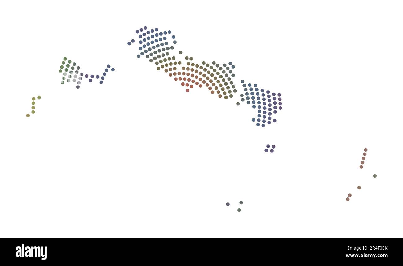 Gepunktete Karte der Turks- und Caicosinseln. Digitale Form der Turks- und Caicosinseln. Techniksymbol der Insel mit verlaufenden Punkten. Stock Vektor