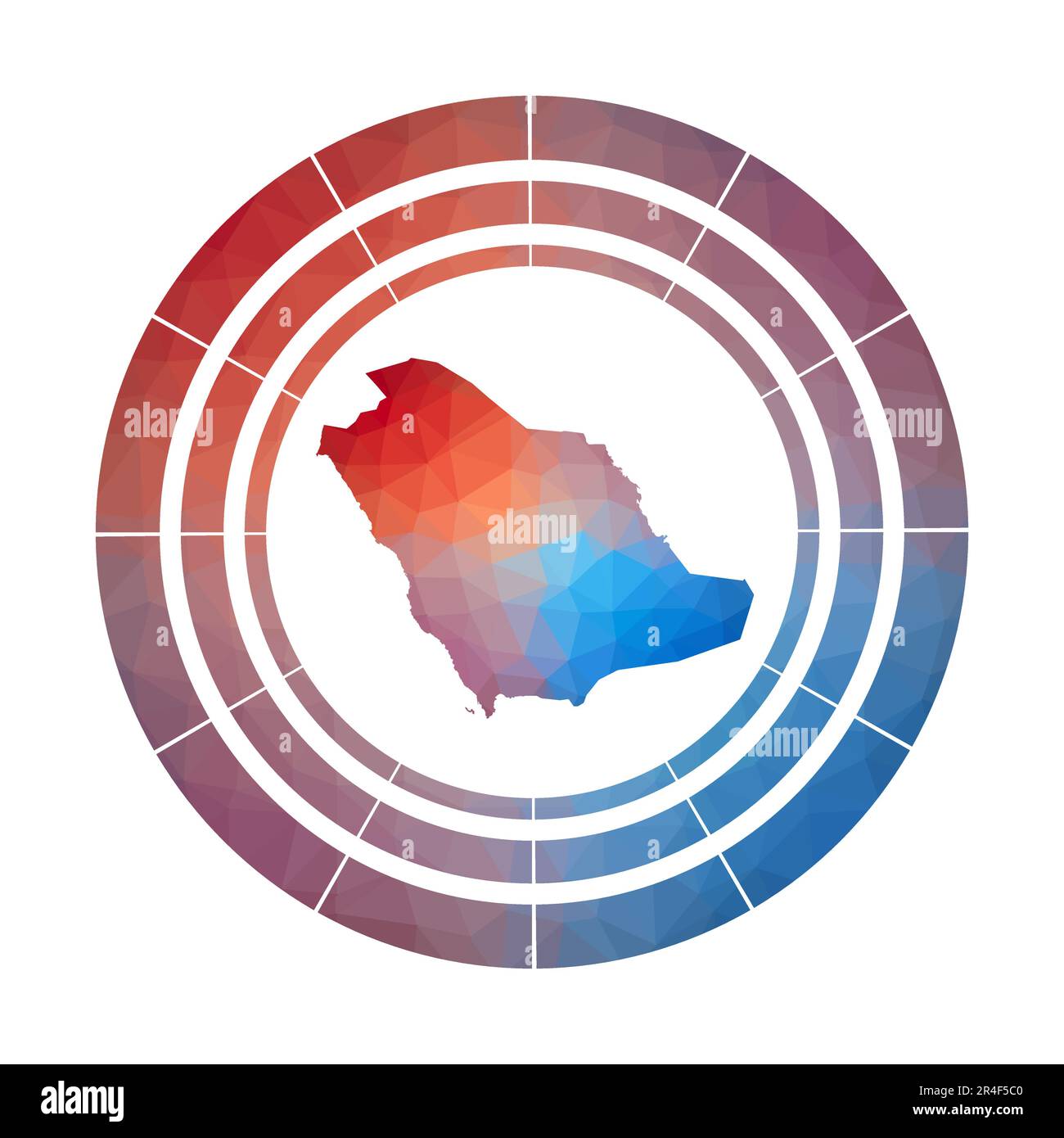 Saudi-Arabien-Emblem. Helles Logo mit Farbverlauf im Low-Poly-Stil. Stock Vektor