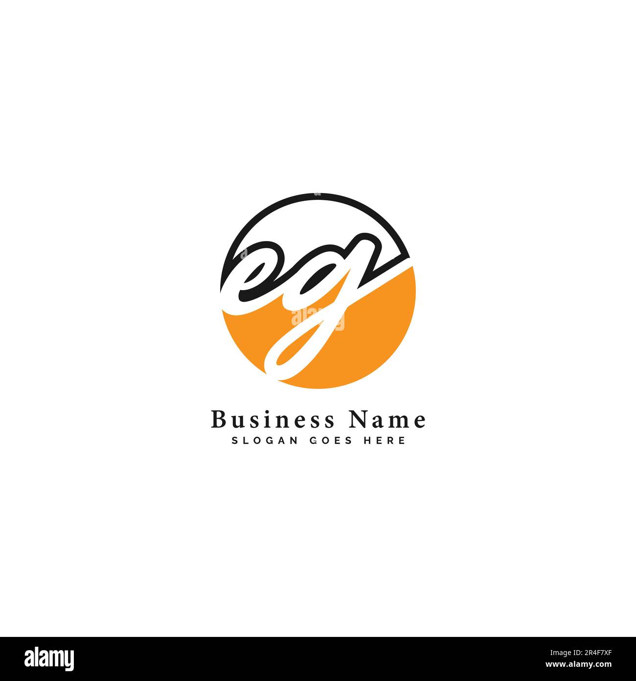 E-, G-, EG-Anfangsbuchstabe handschriftlich und Signatur-Vektorbildvorlage in runder Form Logo Stock Vektor