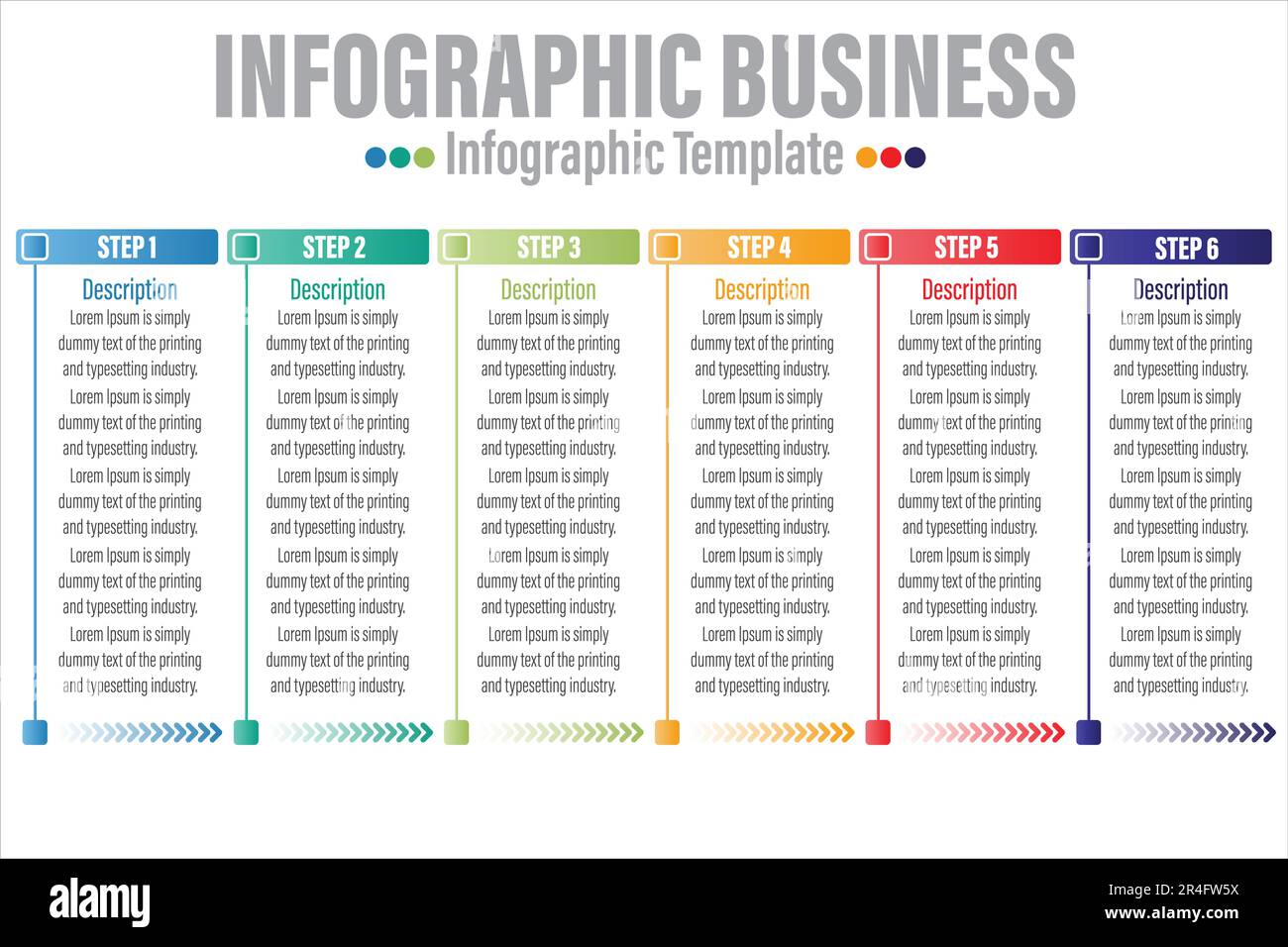 Infografik zur Business Timeline in sechs 6 Schritten für die Hintergrunddarstellung von Datenelementen für die Business Visualization Vorlage Bestandsdarstellung Stock Vektor