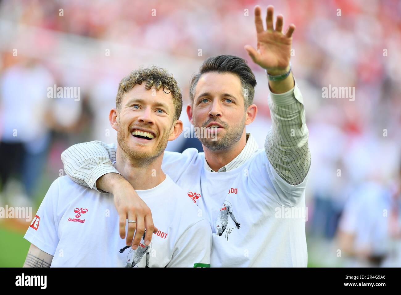 KÖLN, DEUTSCHLAND - 27. Mai 2023: Florian Kainz, Mark Uth. Das Fußballspiel der Bundesliga 1. FC Köln gegen FC Bayern München. Im Rhein Energie Stadion Stockfoto