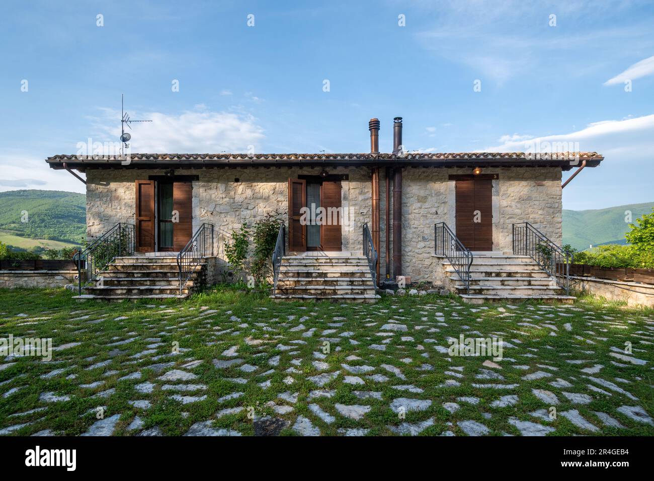 Agriturismo Rocca del Nera, Unterkunft im Bauernhaus oder Hotel in der Nähe von Preci, Provinz Perugia, Umbrien, Italien Stockfoto