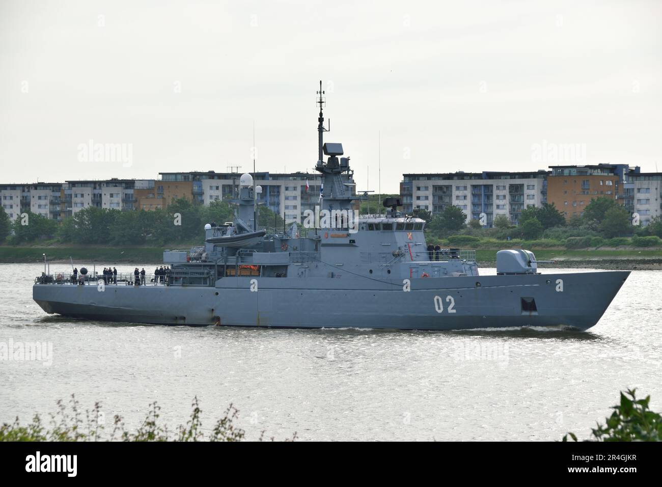 Finnischer Marineminelayer Hämeenmaa auf dem Weg auf die Themse bei einem Besuch in London Stockfoto