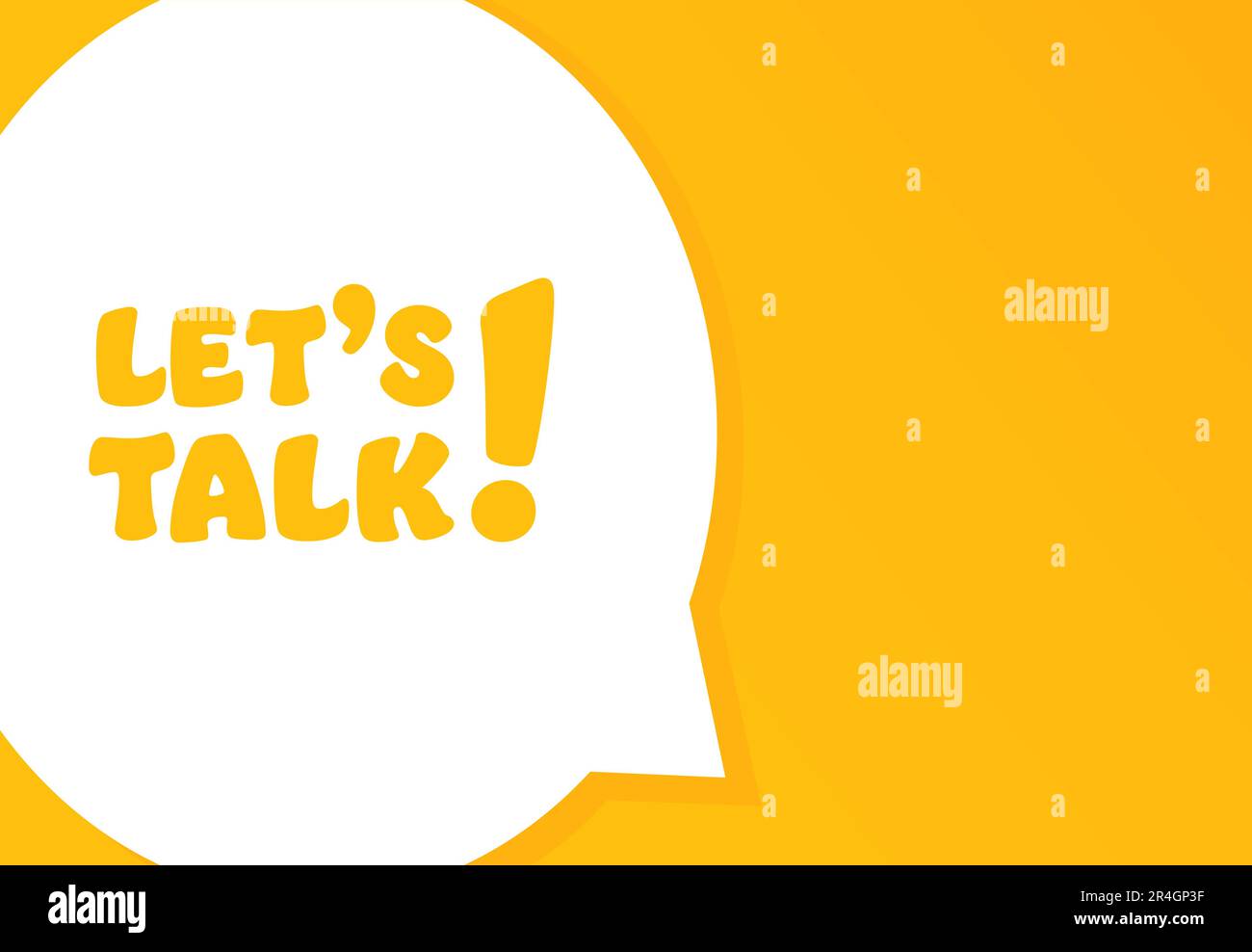 Lass uns reden. Sprechblase mit „Let Talk“-Text. 2D Abbildung. Flacher Stil. Vektorliniensymbol für Unternehmen und Werbung Stock Vektor