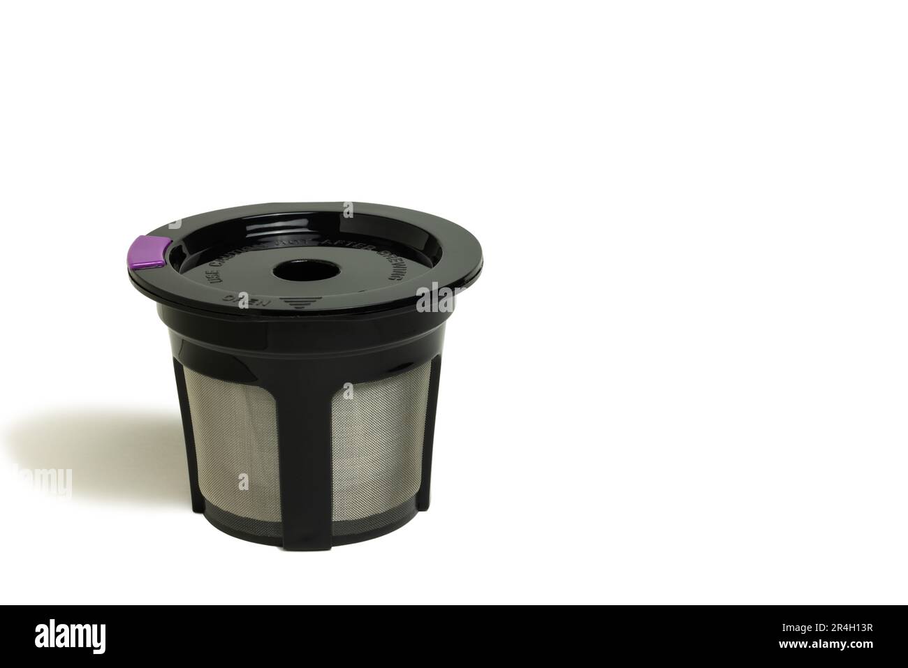 Eine wiederverwendbare K-Tasse zum Füllen mit Ihrem eigenen Kaffeesatz. Stockfoto