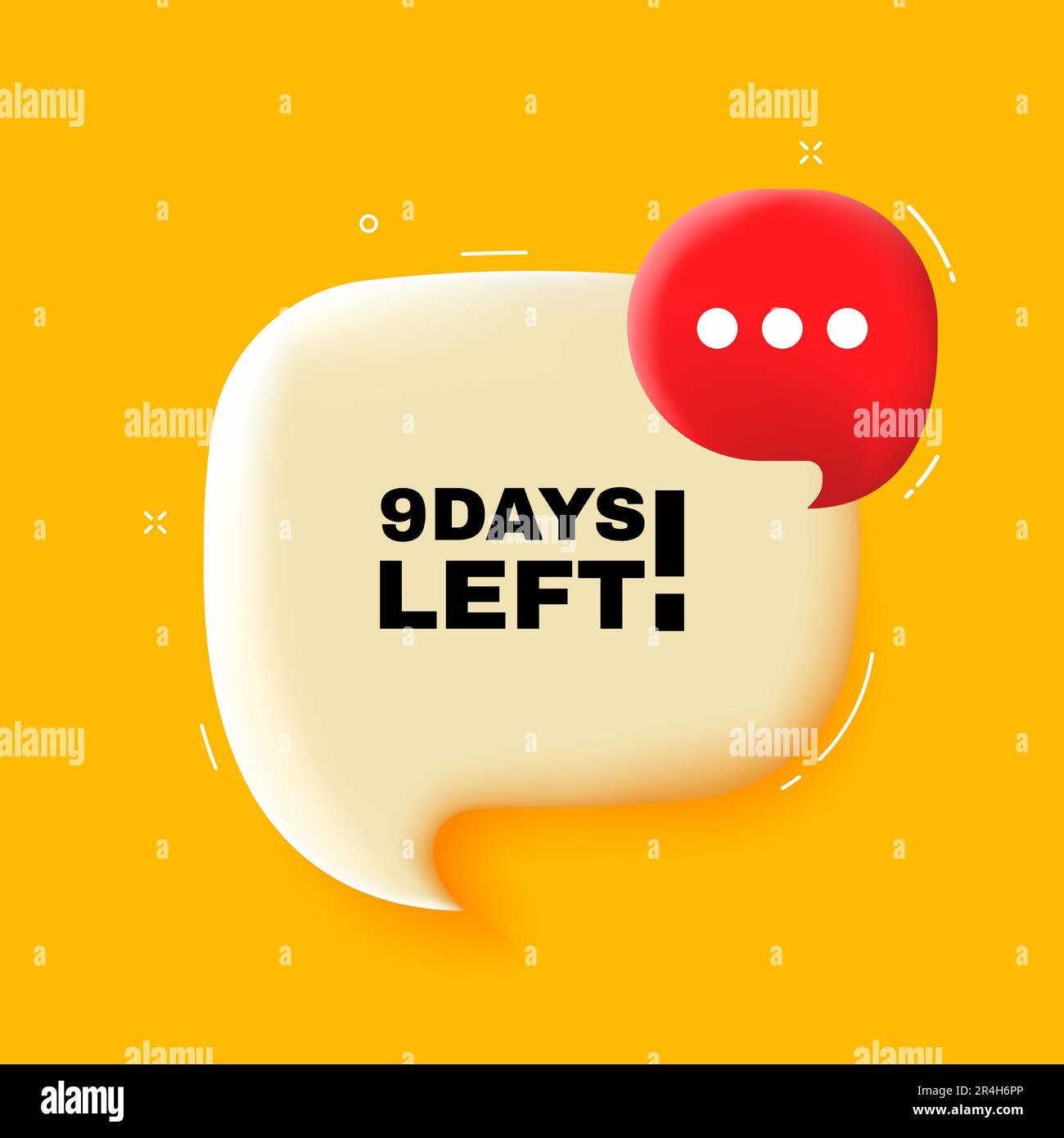 Noch 9 Tage. Sprechblase mit Text für 9 Tage. 3D Abbildung. Pop-Art-Stil. Vektorliniensymbol für Unternehmen Stock Vektor