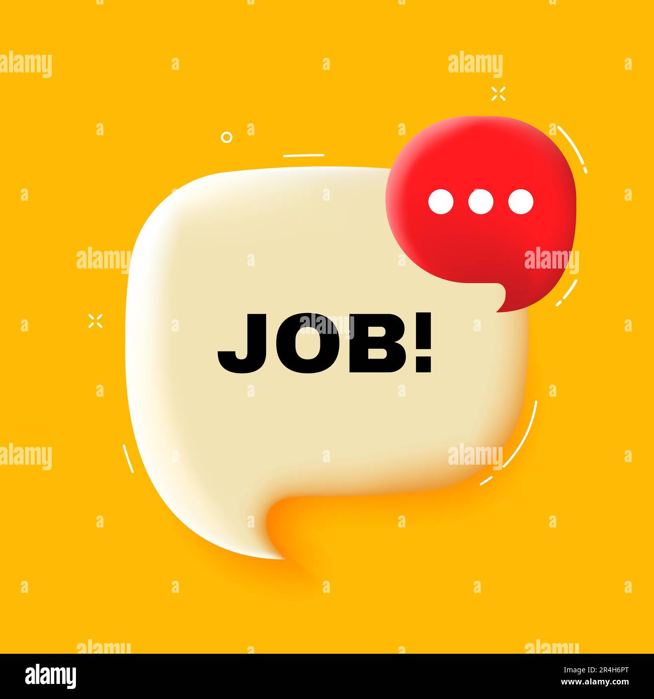Job. Sprechblase mit Auftragstext. 3D Abbildung. Pop-Art-Stil. Vektorliniensymbol für Unternehmen Stock Vektor