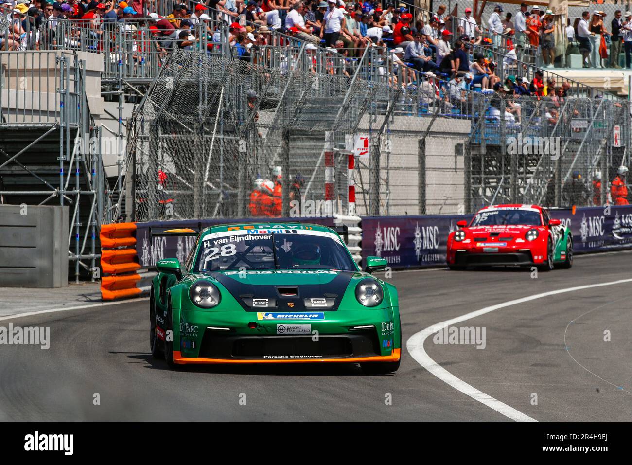 Monte-Carlo, Monaco. 28. Mai 2023. #28 Huub van Eijndhoven (NL, GP Elite), Porsche Mobil 1 Supercup auf Circuit de Monaco am 28. Mai 2023 in Monte-Carlo, Monaco. (Foto von HIGH TWO) dpa/Alamy Live News Stockfoto