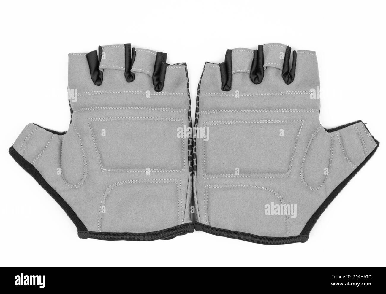 Sporthandschuhe ohne Finger auf weißem Hintergrund. Fahrradhandschuhe Stockfoto