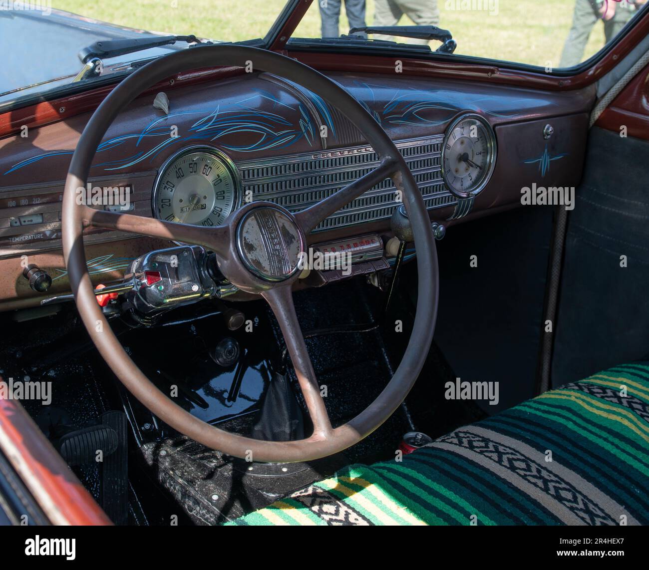 Innenausstattung eines amerikanischen Autos bei der Run to the Sun Show Newquay Cornwall 2023 . Stockfoto