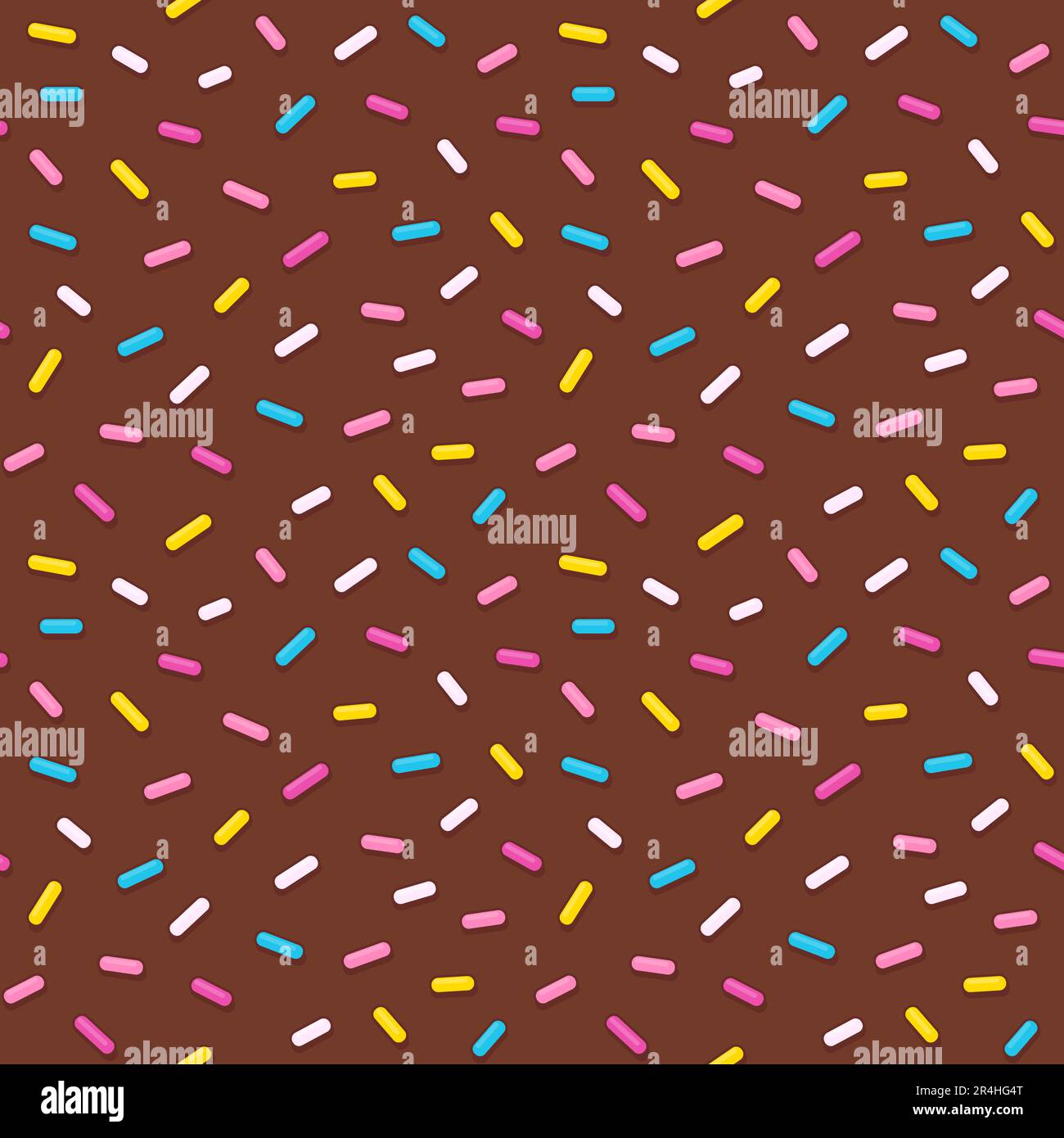 Leuchtender Zucker mit nahtlosem Muster. Schokoladenbrauner Hintergrund, Donut-Glasur oder Geburtstagskuchen. Lustige Cartoon-Vektorstruktur. Stock Vektor