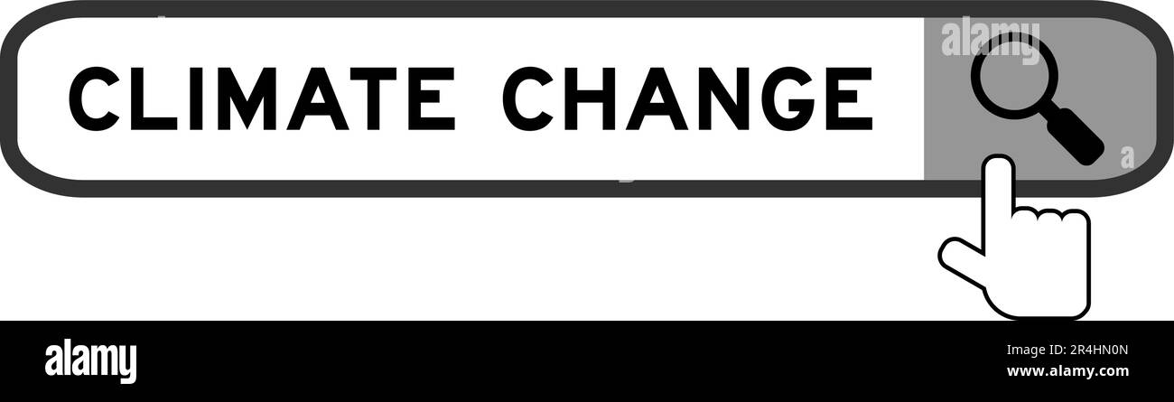 Suchen Sie das Banner im Wort Klimawandel mit einem Lupensymbol auf weißem Hintergrund Stock Vektor