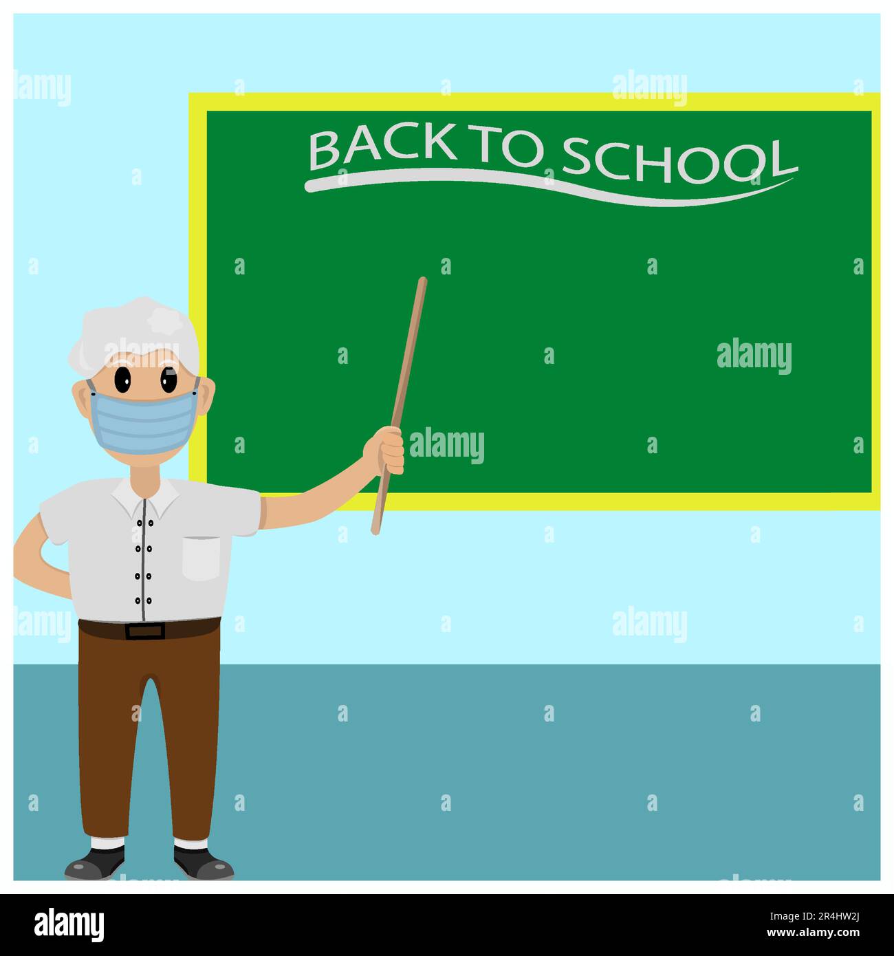 Vektordarstellung der Lehrerpräsentation „Zurück zur Schule“ im Unterricht. Stock Vektor