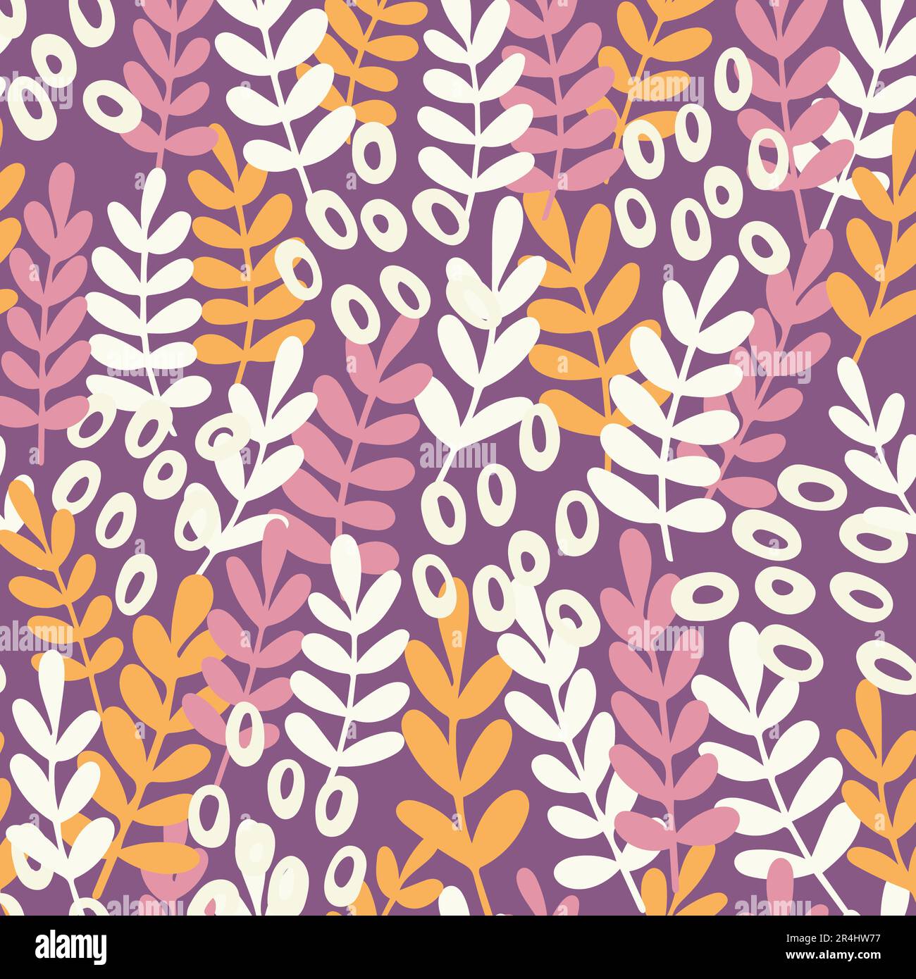 Pink Orange Fall Pastellblätter Muster Stock Vektor