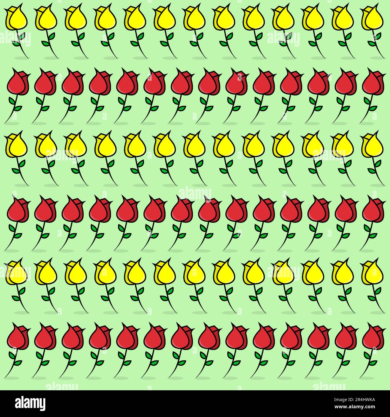Vektordarstellung der Blumenmuster Rot Gelb und Grün Hintergrund. Stock Vektor