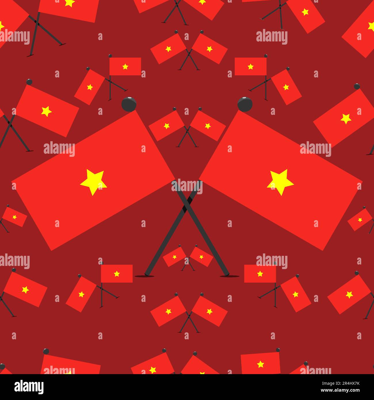 Vektordarstellung des Musters „Vietnam Flags“ und „Red Colors Background“. Stock Vektor