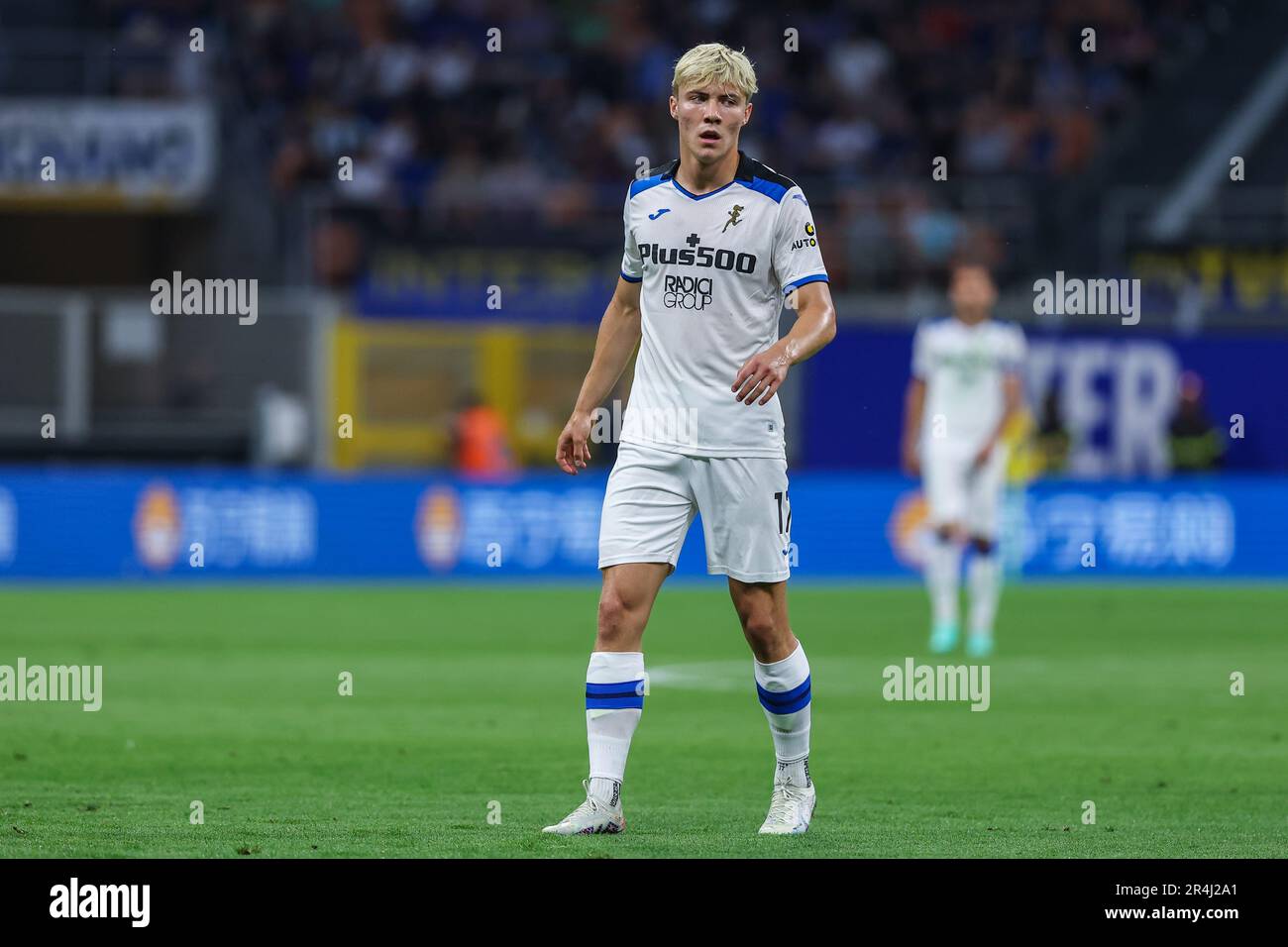 Mailand, Italien. 27. Mai 2023. Rasmus Hojlund von Atalanta BC wurde während des Fußballspiels der Serie A 2022/23 zwischen Inter und Atalanta im Giuseppe Meazza Stadion gesehen. Endstand: Inter 3:2 Atalanta. (Foto: Fabrizio Carabelli/SOPA Images/Sipa USA) Guthaben: SIPA USA/Alamy Live News Stockfoto