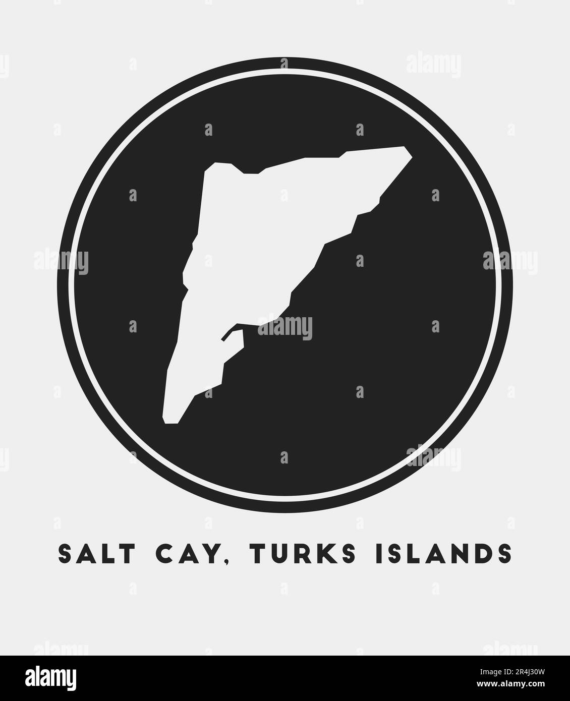 Salt Cay, Symbol der türkischen Inseln. Rundes Logo mit Inselkarte und Titel. Stilvolles Salt Cay, Turks Islands Abzeichen mit Karte. Vektordarstellung. Stock Vektor