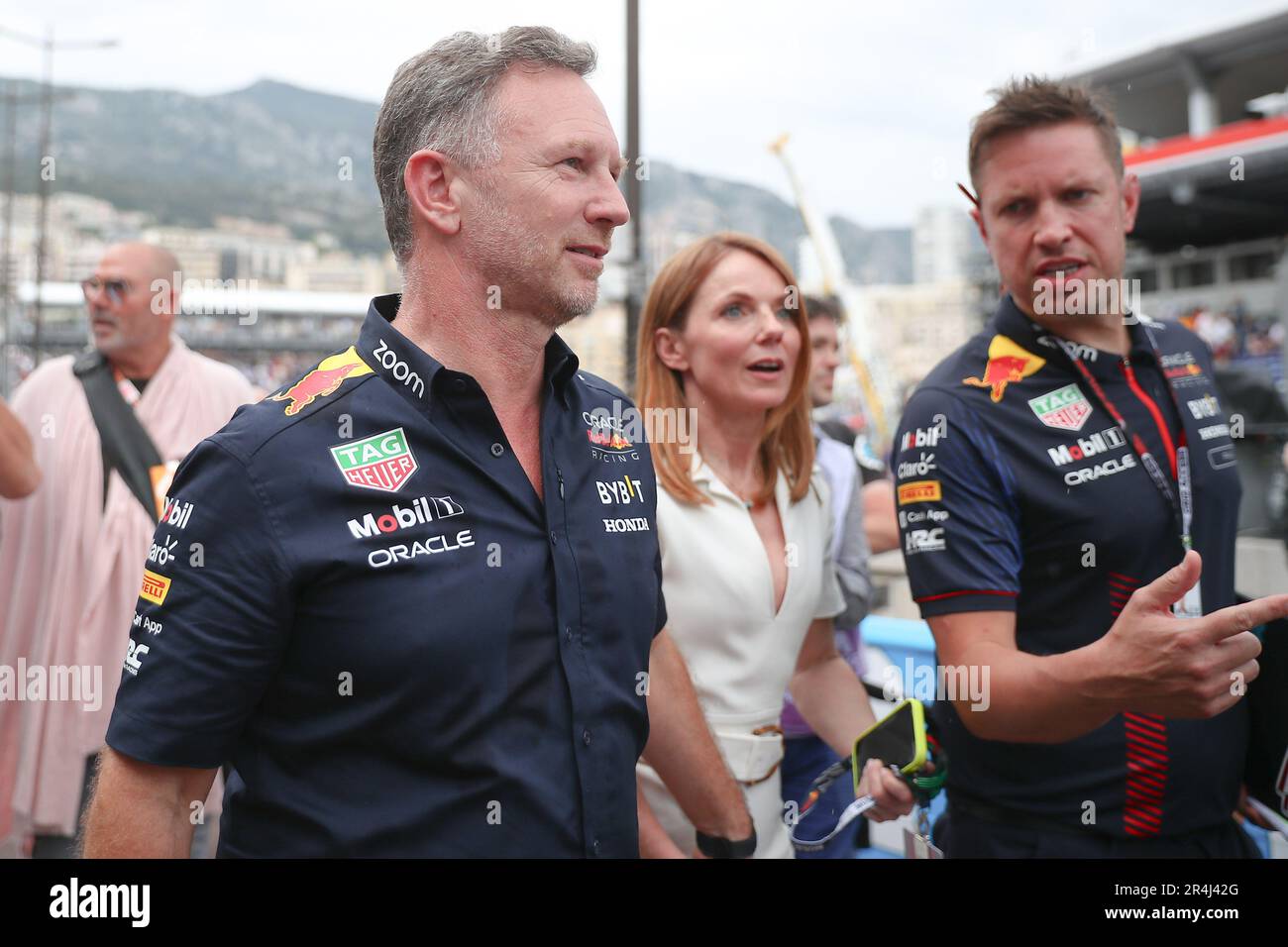 Christian Horner Team Principal RedBull Racing und seine Frau Geri Halliwell, Leiterin der Popband Spice Girls, während des Monaco GP am 25-28. Mai 2023 in Montecarlo, Formel-1-Weltmeisterschaft 2023. Stockfoto