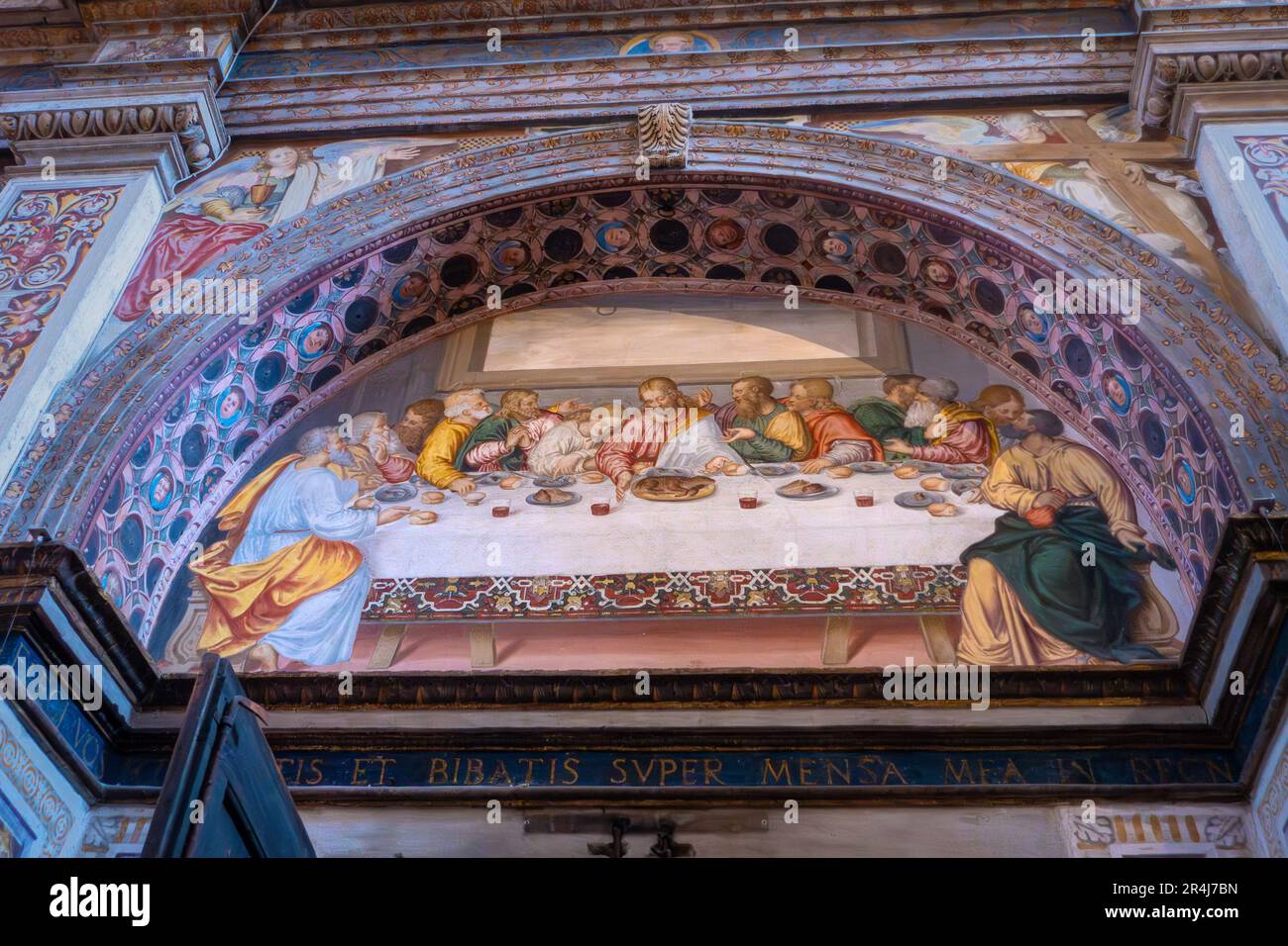 Fresco das letzte Abendmahl in Mailand, Kirche St. Maurice al Monastero Maggiore, Fresko von Giovan Pietro ed Evangelista Luini. Mailand, Italien Stockfoto